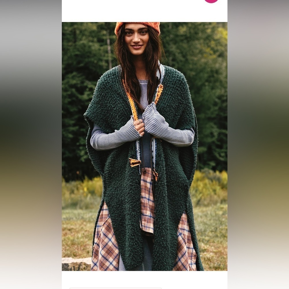 Free people lonestar poncho green western inspired women’s Size S